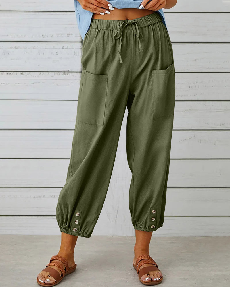 High-Waist Wide Leg Trousers with Large Pockets Effortless Style 6