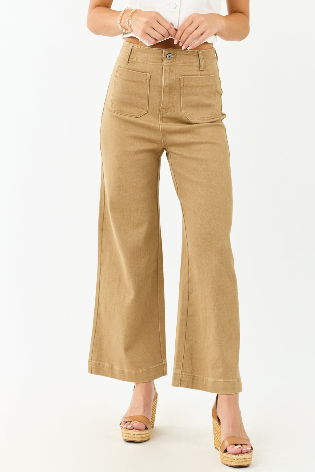 High Waisted Wide Leg Jeans for Women with Stretchy Denim 0