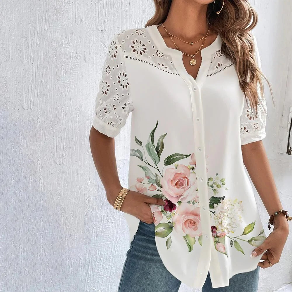Hortense Fluid Summer Blouse — Women’s Lightweight Breathable Elegant Flowy Top Chic Parisian Style Casual to Dressy Shirt 4