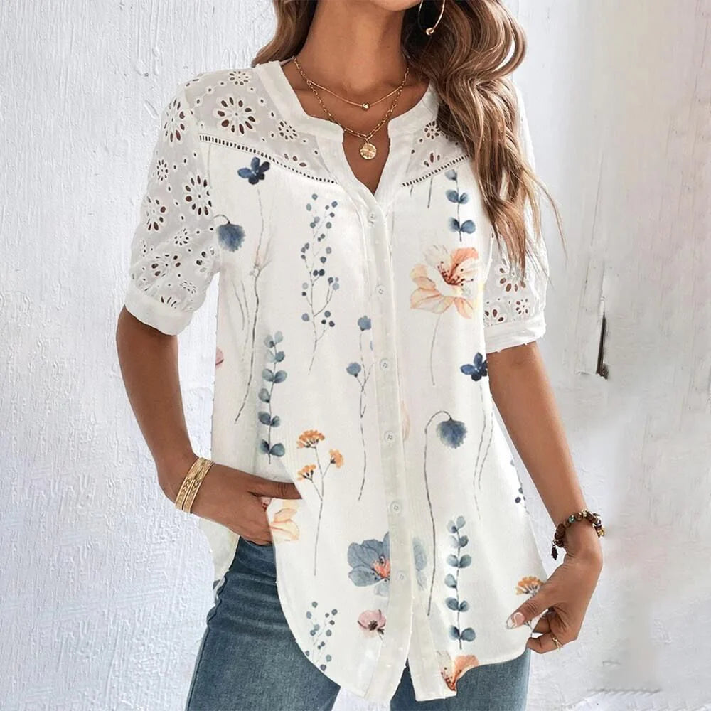 Hortense Fluid Summer Blouse — Women’s Lightweight Breathable Elegant Flowy Top Chic Parisian Style Casual to Dressy Shirt 6