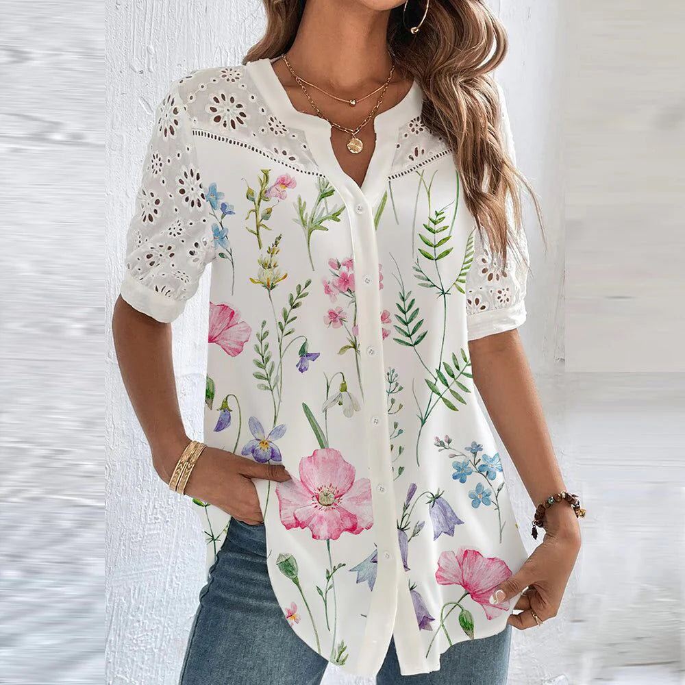Hortense Fluid Summer Blouse — Women’s Lightweight Breathable Elegant Flowy Top Chic Parisian Style Casual to Dressy Shirt 8