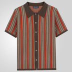 Knit Polo Shirt Vintage Style With Herringbone Knit Ribbed 1