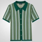 Knit Polo Shirt Vintage Style With Herringbone Knit Ribbed 2
