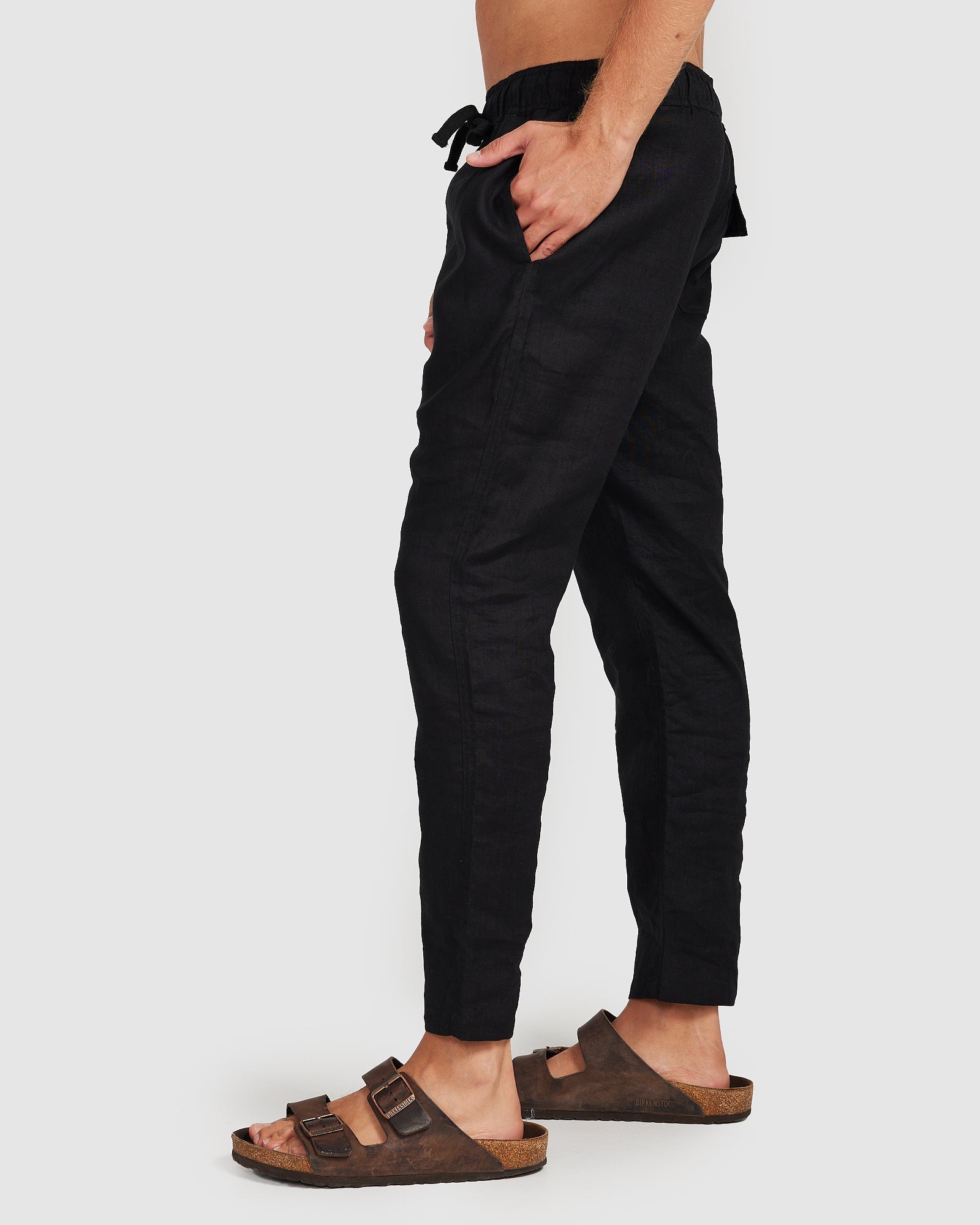 Lightweight Black Trousers with Drawcord Comfortable Fit 2