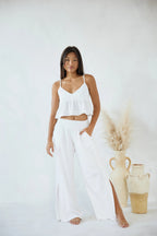 Lightweight Cotton Pants Women with Crochet Detail Comfortable 1
