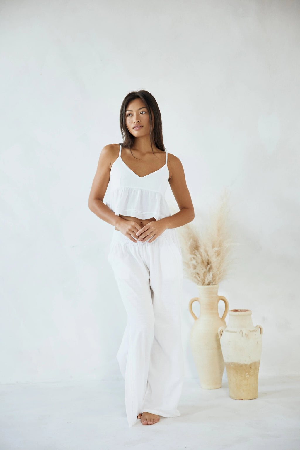 Lightweight Cotton Pants Women with Crochet Detail Comfortable 3