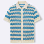 Lightweight Crochet Polo Shirt – Breathable Knit with Ribbed 0