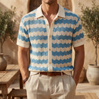 Lightweight Crochet Polo Shirt – Breathable Knit with Ribbed 2