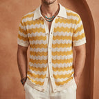 Lightweight Crochet Polo Shirt – Breathable Knit with Ribbed 6