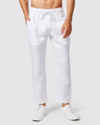 Linen Lounge Pants Lightweight Breathable Fabric With Elastic 0