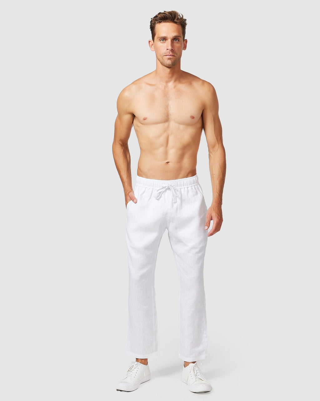 Linen Lounge Pants Lightweight Breathable Fabric With Elastic 1