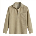 Long Sleeve Polo Shirt with Corduroy Texture 0