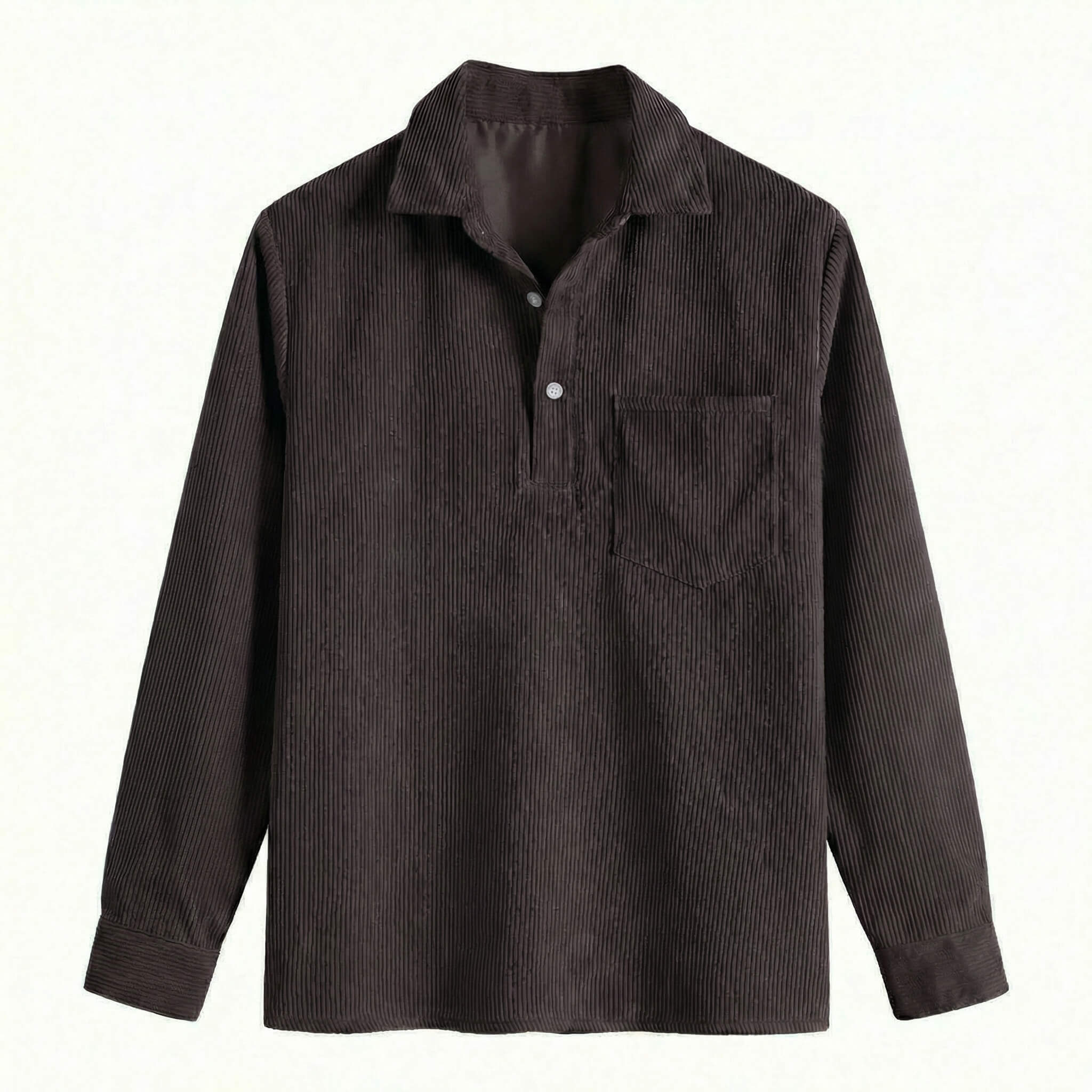 Long Sleeve Polo Shirt with Corduroy Texture 4