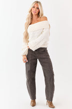 Low Slung Barrel Jeans – Faded Leopard Print with Semi-Stretchy 5