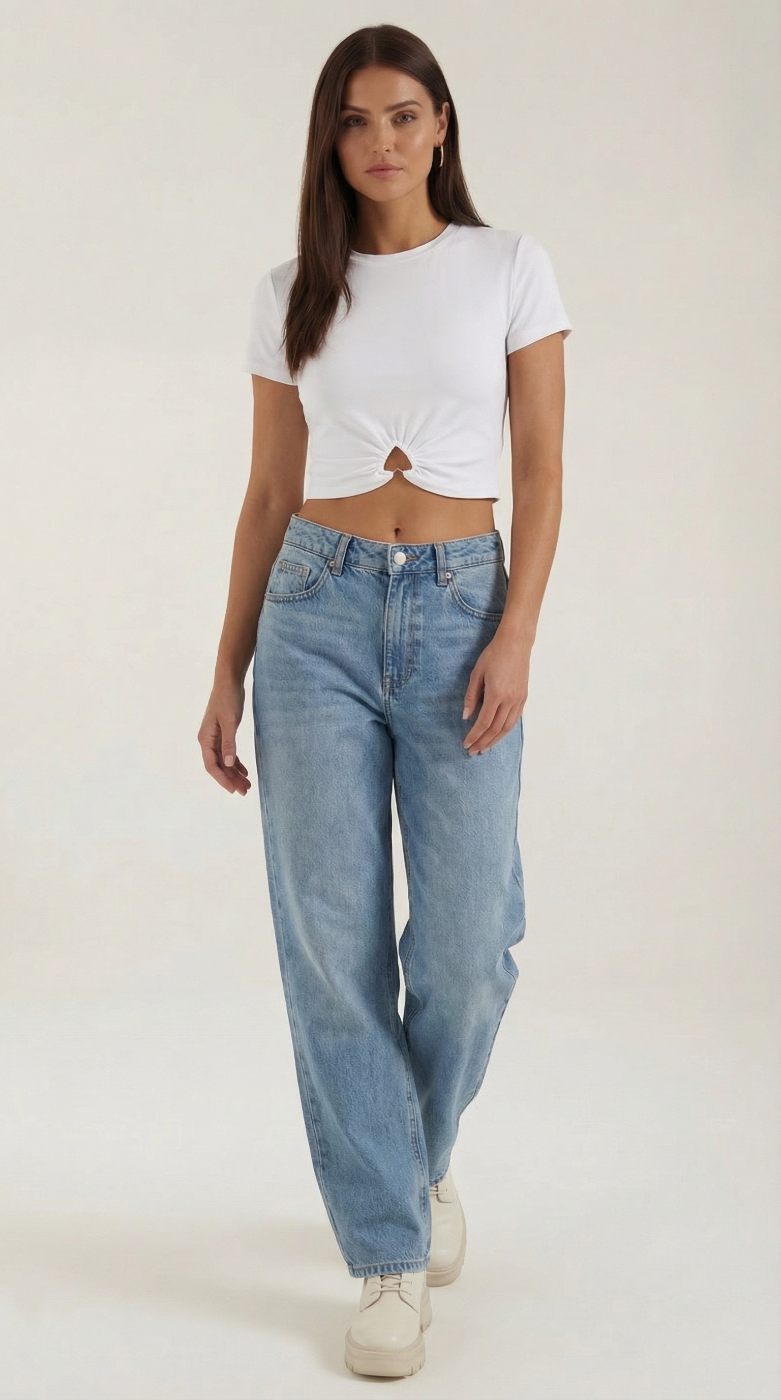 Luna Heart Hardware Crop Top — Women’s Fitted Stretch Jersey Cap Sleeve Cropped Y2K Style Sweetheart Detail Tee 0