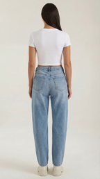Luna Heart Hardware Crop Top — Women’s Fitted Stretch Jersey Cap Sleeve Cropped Y2K Style Sweetheart Detail Tee 3