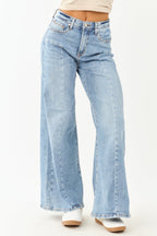 Medium Wide Leg Stretchy Jeans with Tummy Control Panel 1