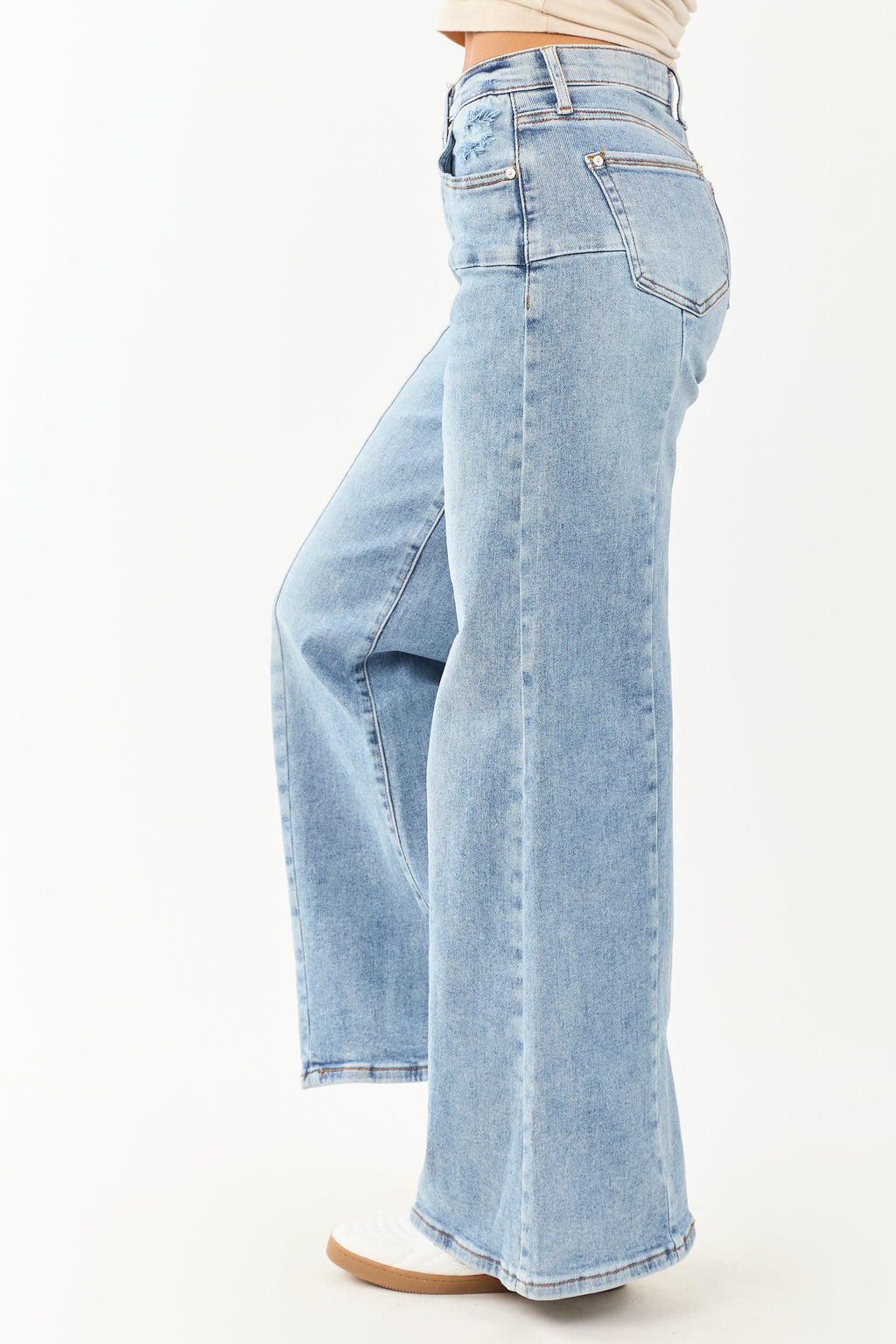 Medium Wide Leg Stretchy Jeans with Tummy Control Panel 2