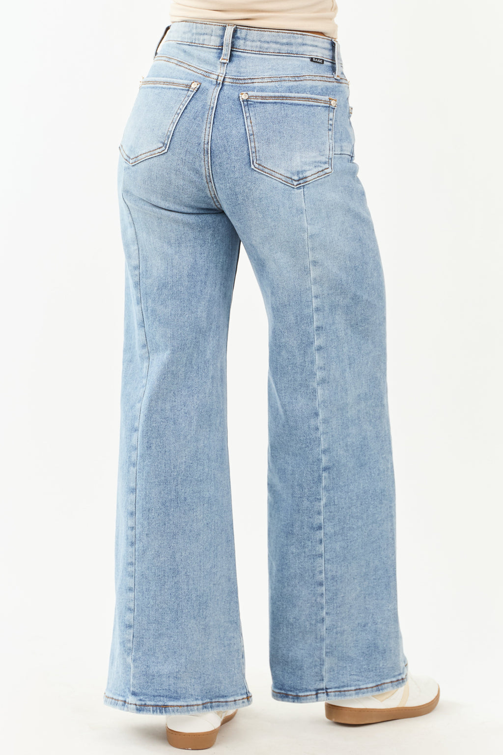 Medium Wide Leg Stretchy Jeans with Tummy Control Panel 3