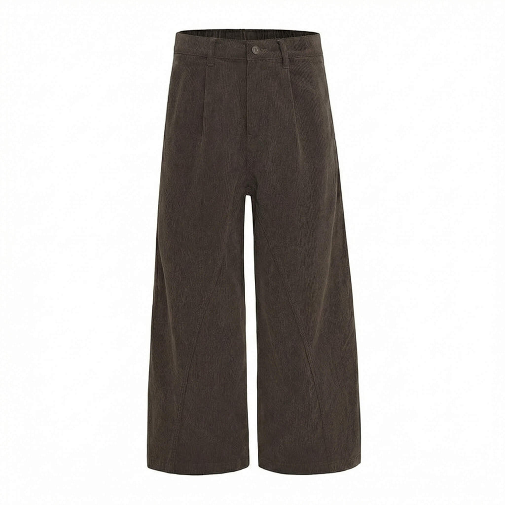Men's Brown Corduroy Pants with Relaxed Fit – Textured Fabric 0