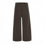 Men's Brown Corduroy Pants with Relaxed Fit – Textured Fabric 0