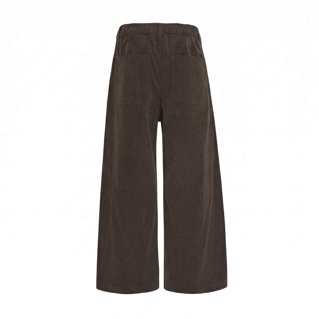 Men's Brown Corduroy Pants with Relaxed Fit – Textured Fabric 1