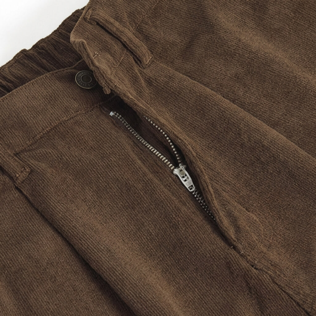 Men's Brown Corduroy Pants with Relaxed Fit – Textured Fabric 3