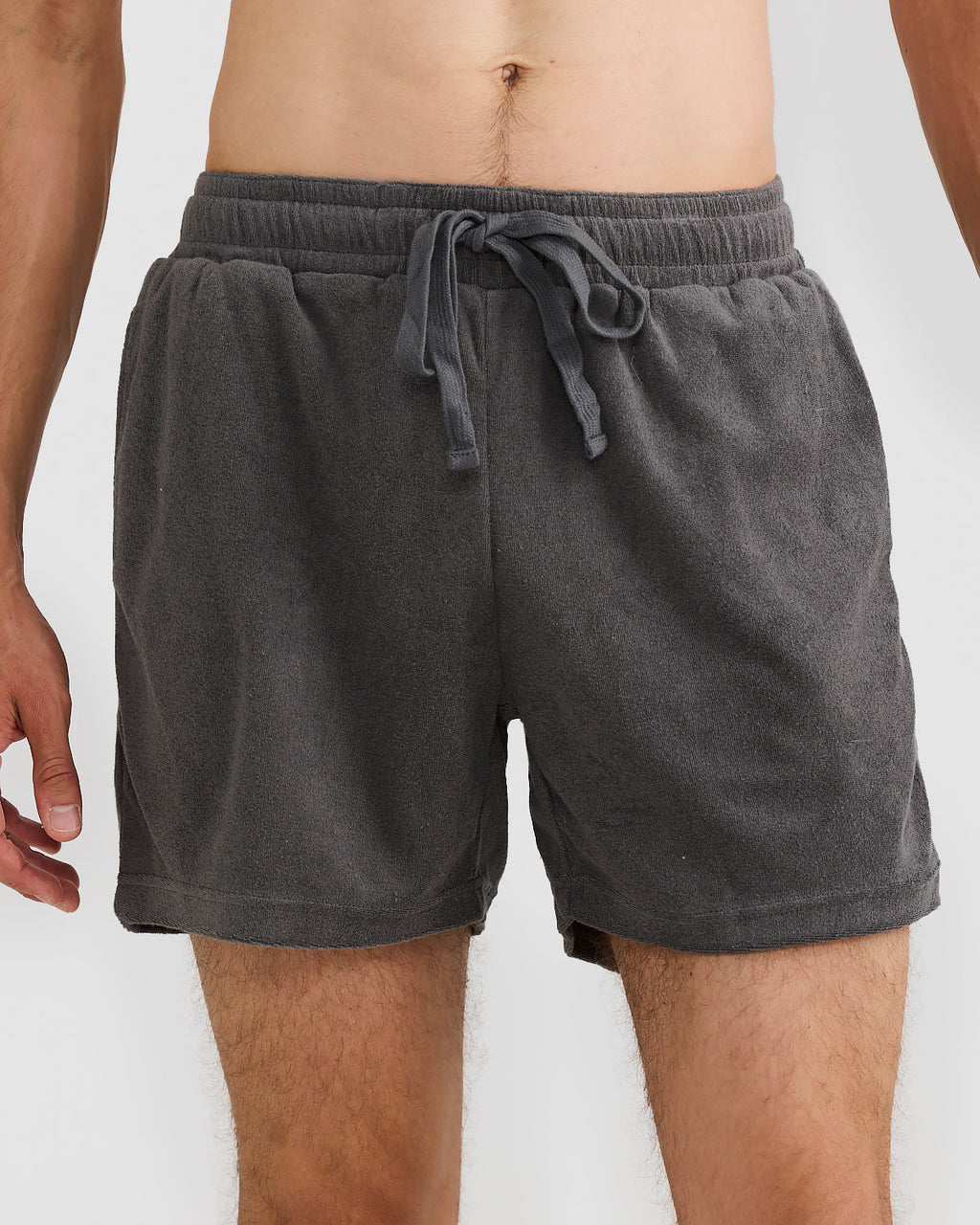 Men's Charcoal Terry Shorts with Relaxed Fit & Elastic Waistband 0