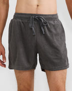 Men's Charcoal Terry Shorts with Relaxed Fit & Elastic Waistband 0