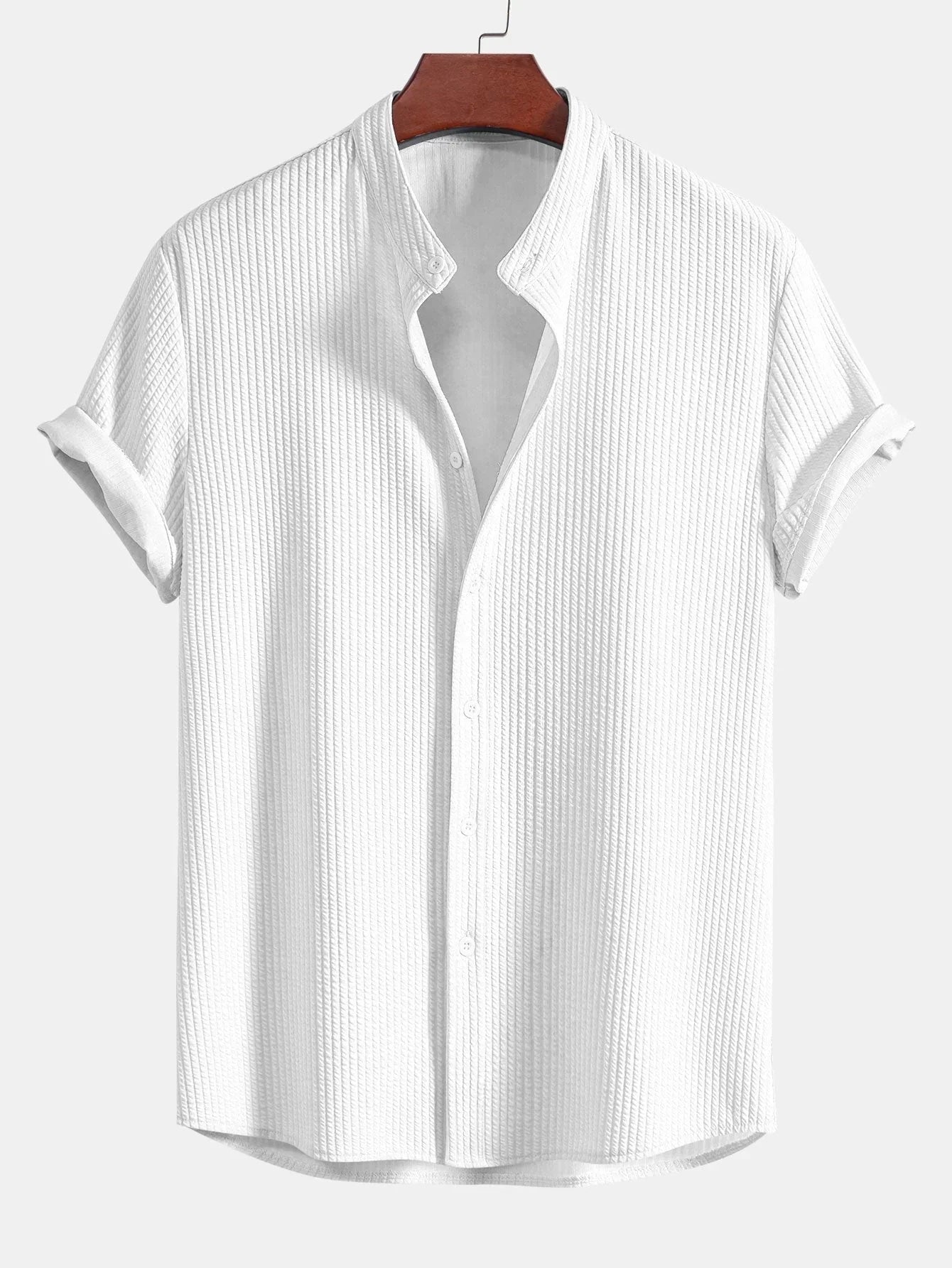 Men's Dress Shirt with Mandarin Collar Tailored Fit for 2