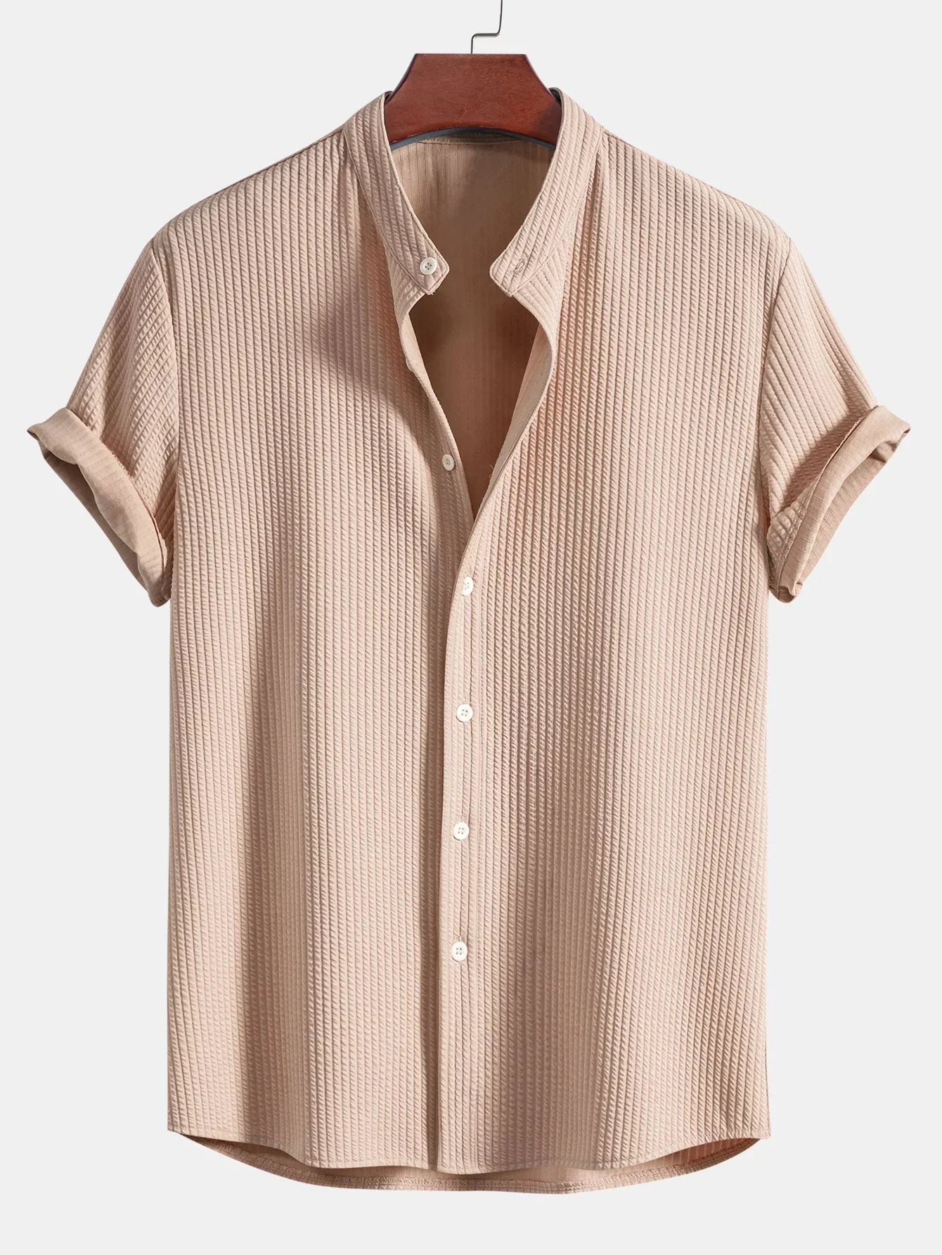 Men's Dress Shirt with Mandarin Collar Tailored Fit for 4