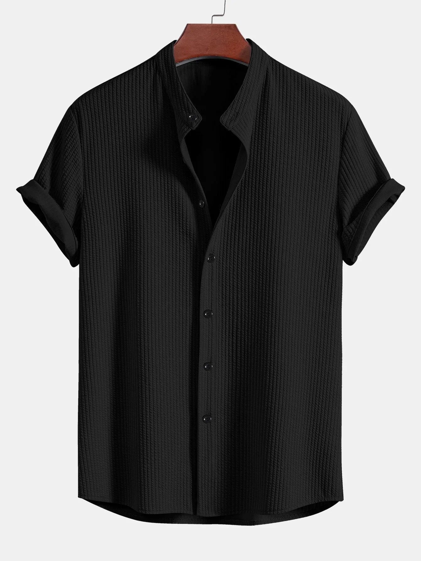 Men's Dress Shirt with Mandarin Collar Tailored Fit for 5