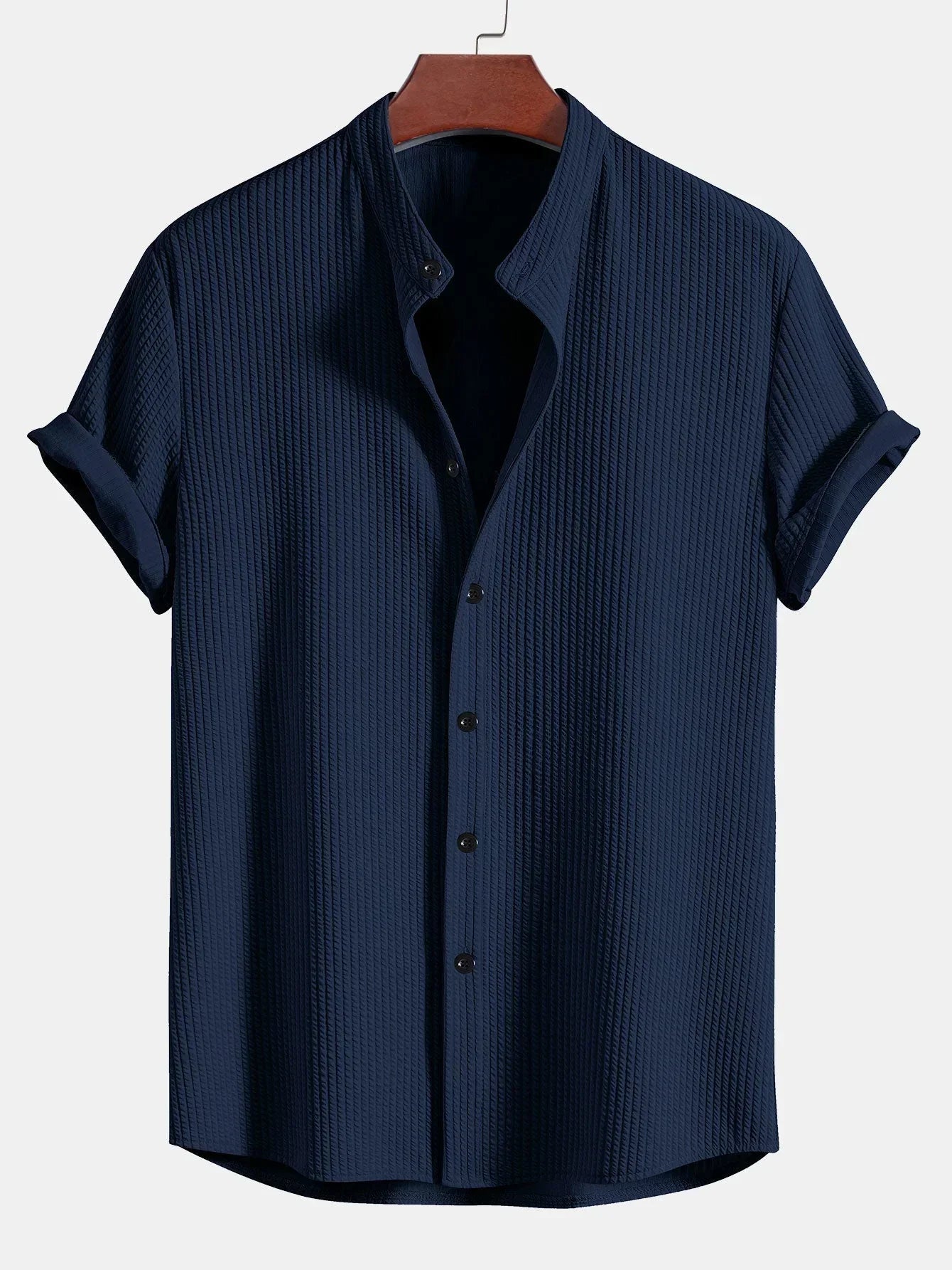 Men's Dress Shirt with Mandarin Collar Tailored Fit for 6