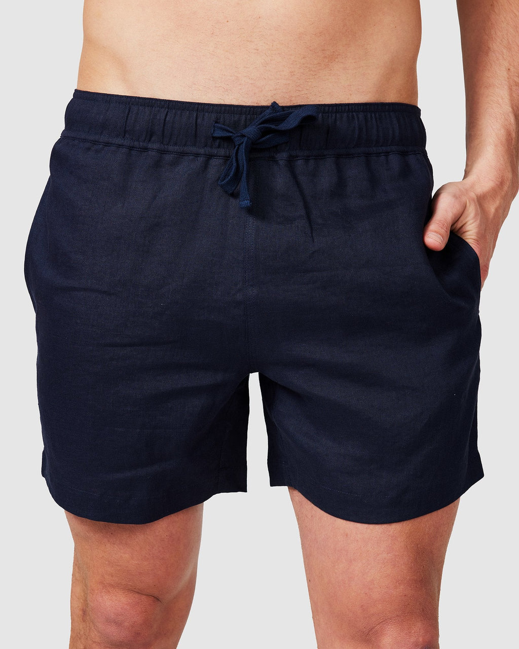 Men's Navy Blue Linen Shorts with Relaxed Fit 0