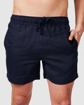 Men's Navy Blue Linen Shorts with Relaxed Fit 0