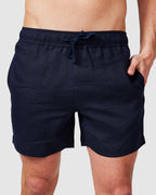 Men's Navy Blue Linen Shorts with Relaxed Fit 0