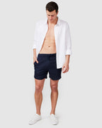Men's Navy Blue Linen Shorts with Relaxed Fit 1