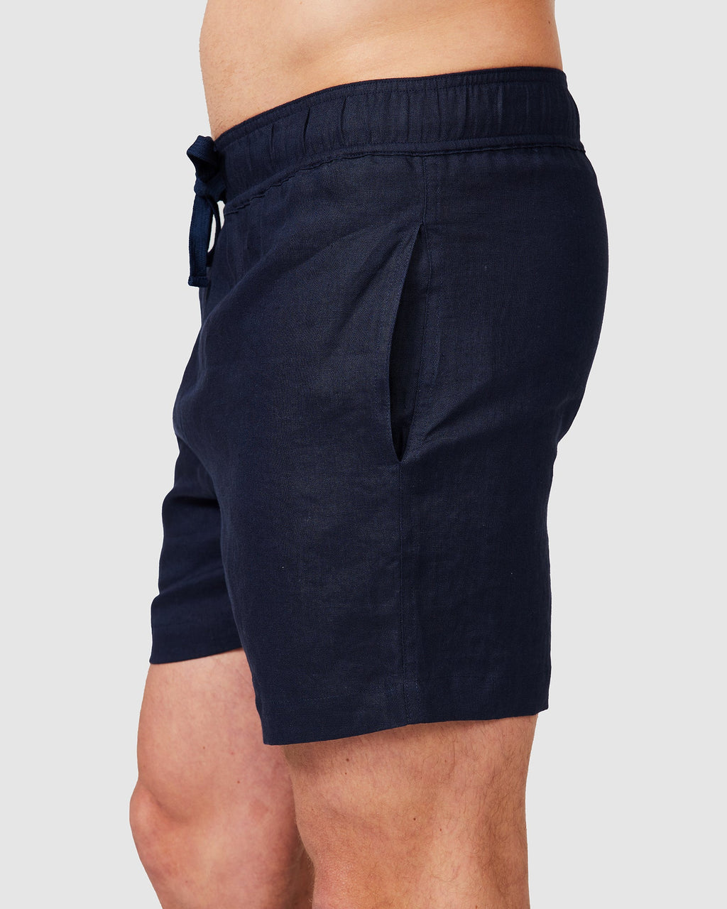 Men's Navy Blue Linen Shorts with Relaxed Fit 2