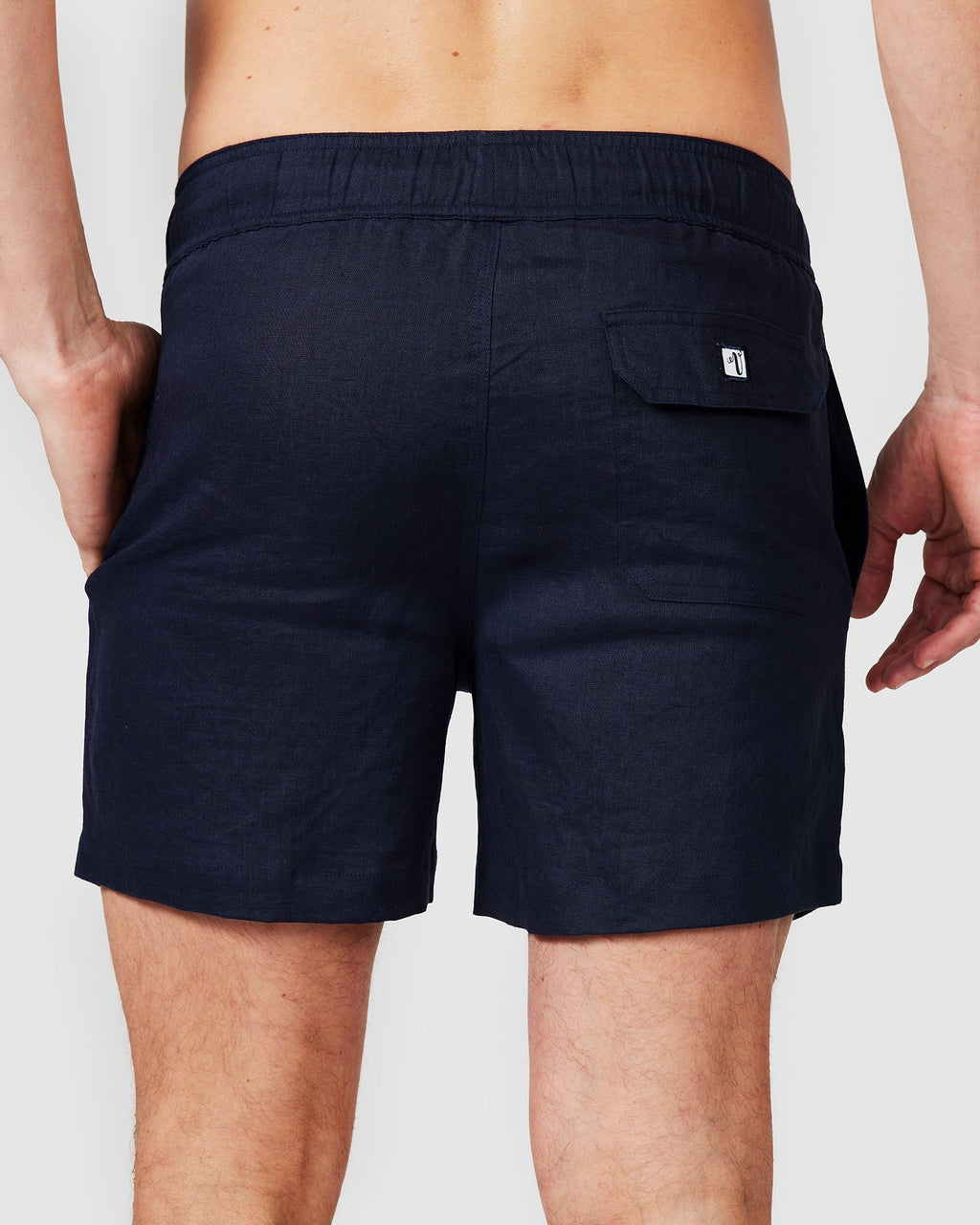 Men's Navy Blue Linen Shorts with Relaxed Fit 3