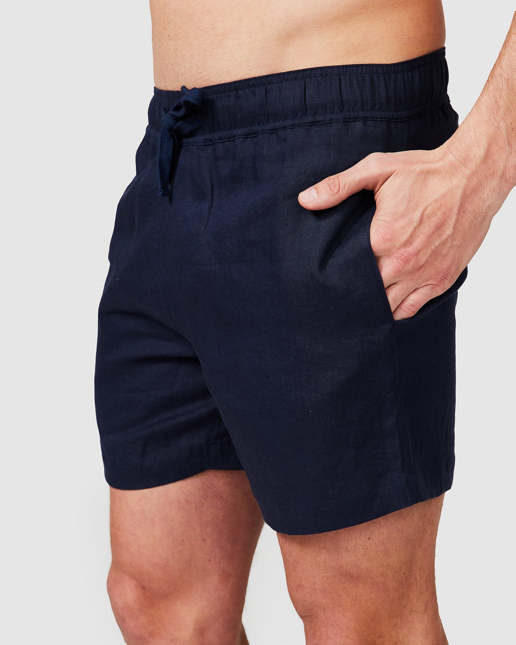 Men's Navy Blue Linen Shorts with Relaxed Fit 4