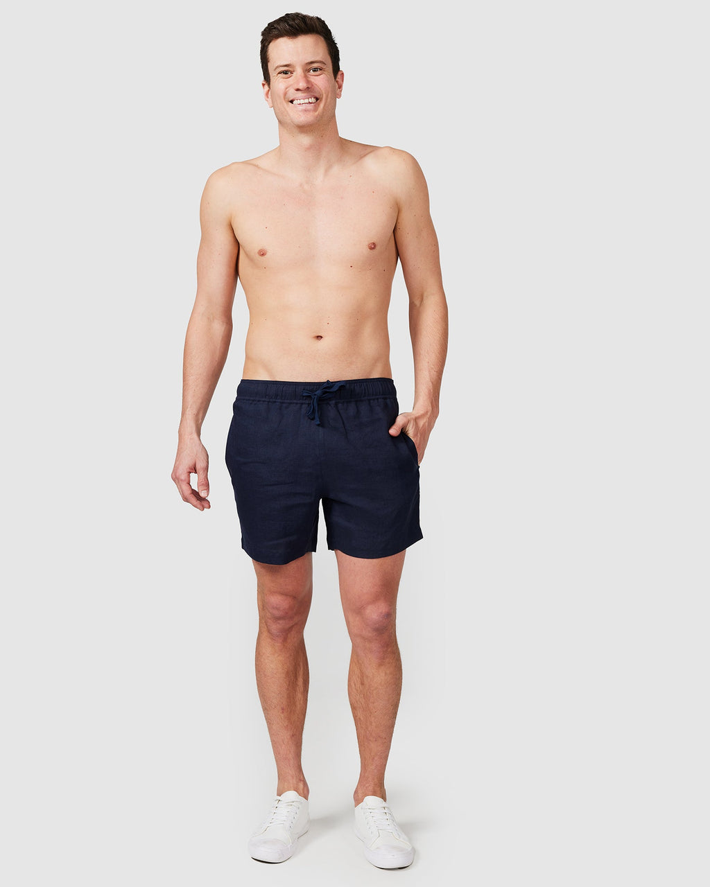 Men's Navy Blue Linen Shorts with Relaxed Fit 5