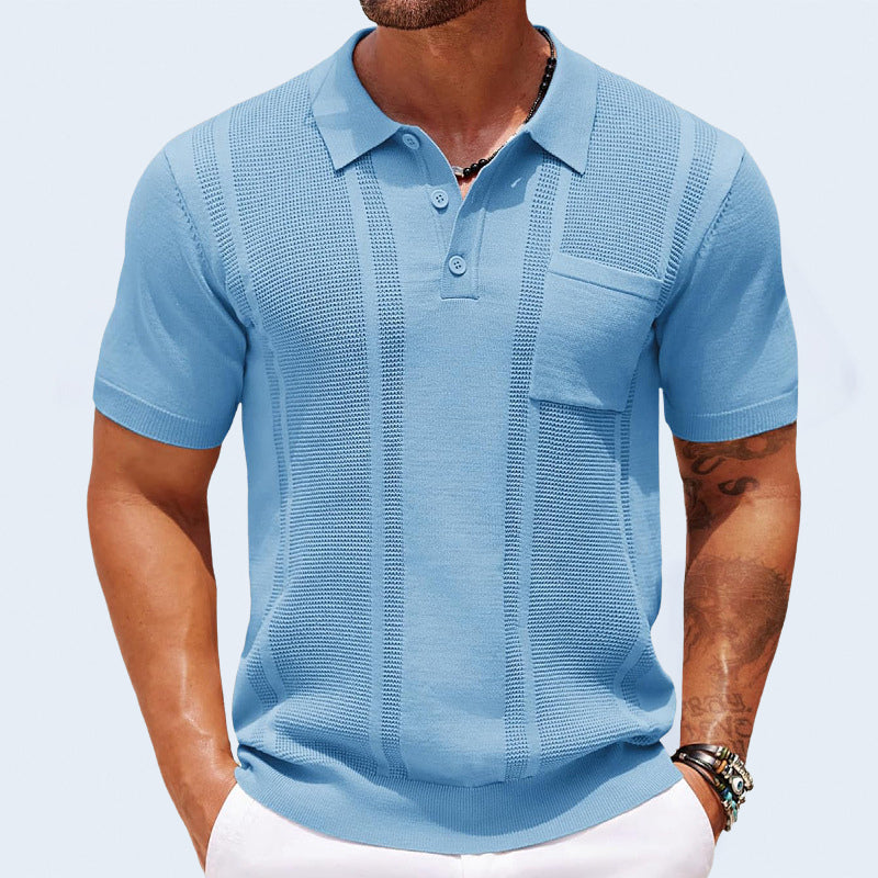 Men's Polo Shirt with Chest Pocket Breathable Fabric for All-Day 0