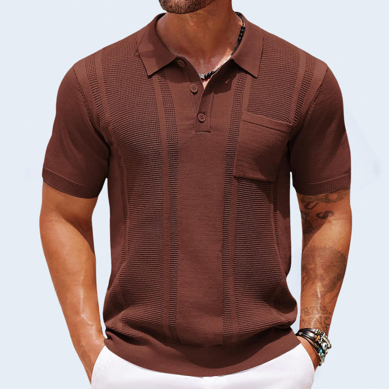 Men's Polo Shirt with Chest Pocket Breathable Fabric for All-Day 1