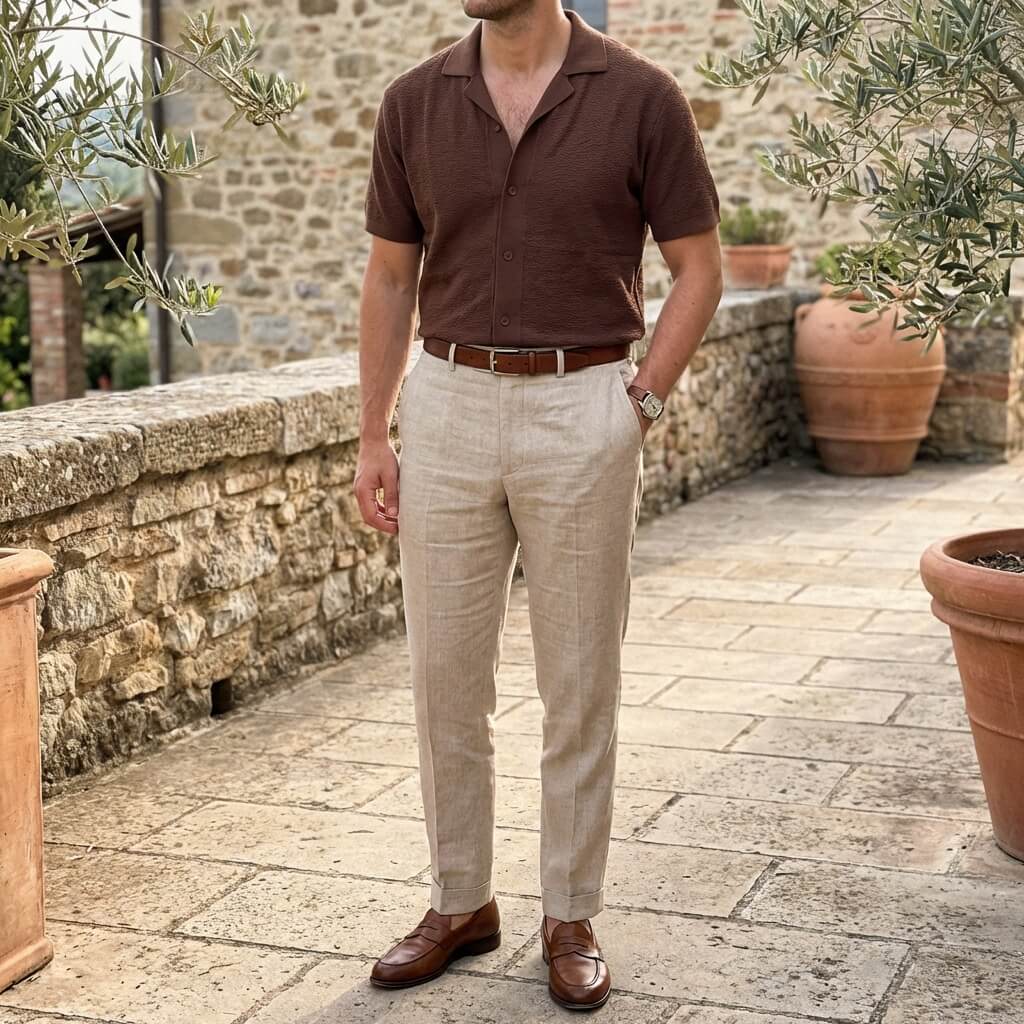 Men's Polo Shirt with Relaxed Camp Collar – Soft Knit Fabric for 3