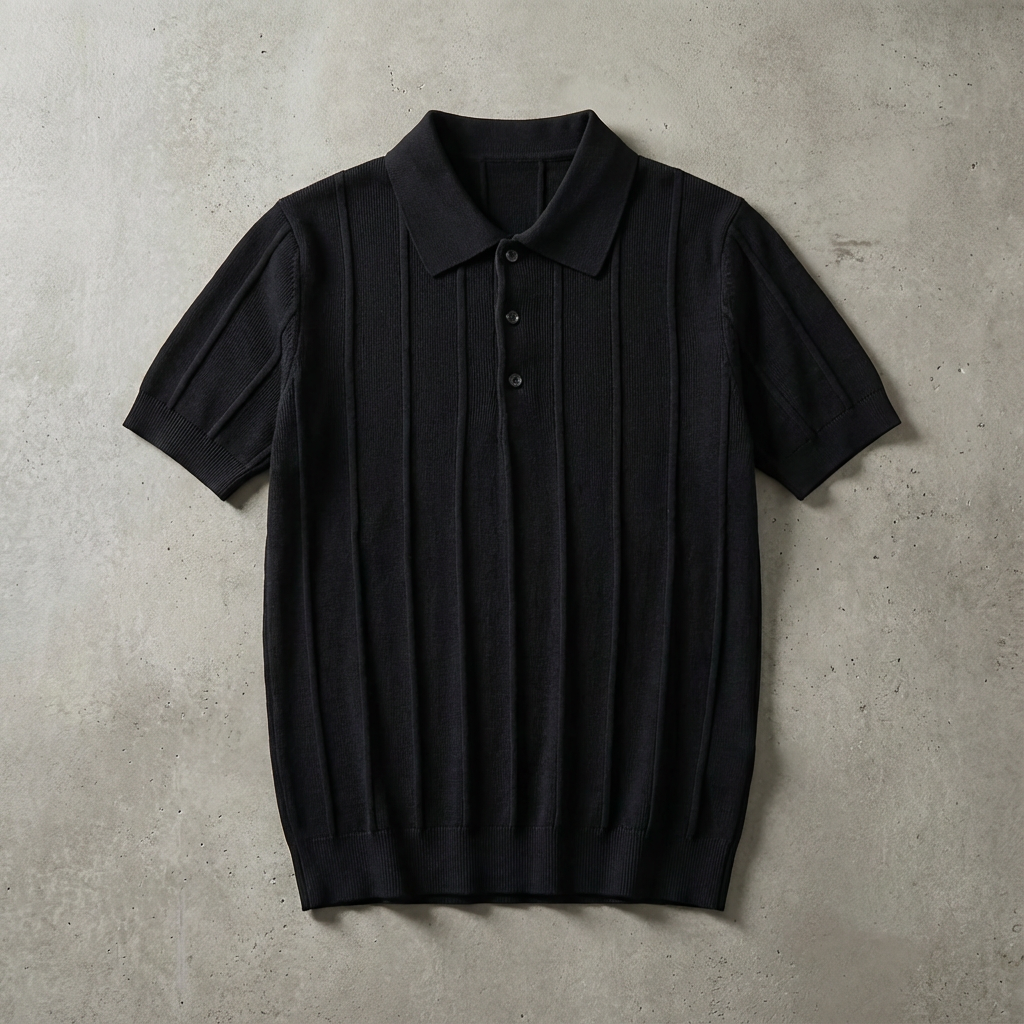 Men's Polo Shirt with Ribbed Knit Design – Elegant Comfort 0