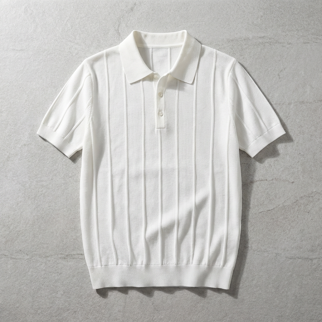 Men's Polo Shirt with Ribbed Knit Design – Elegant Comfort 1