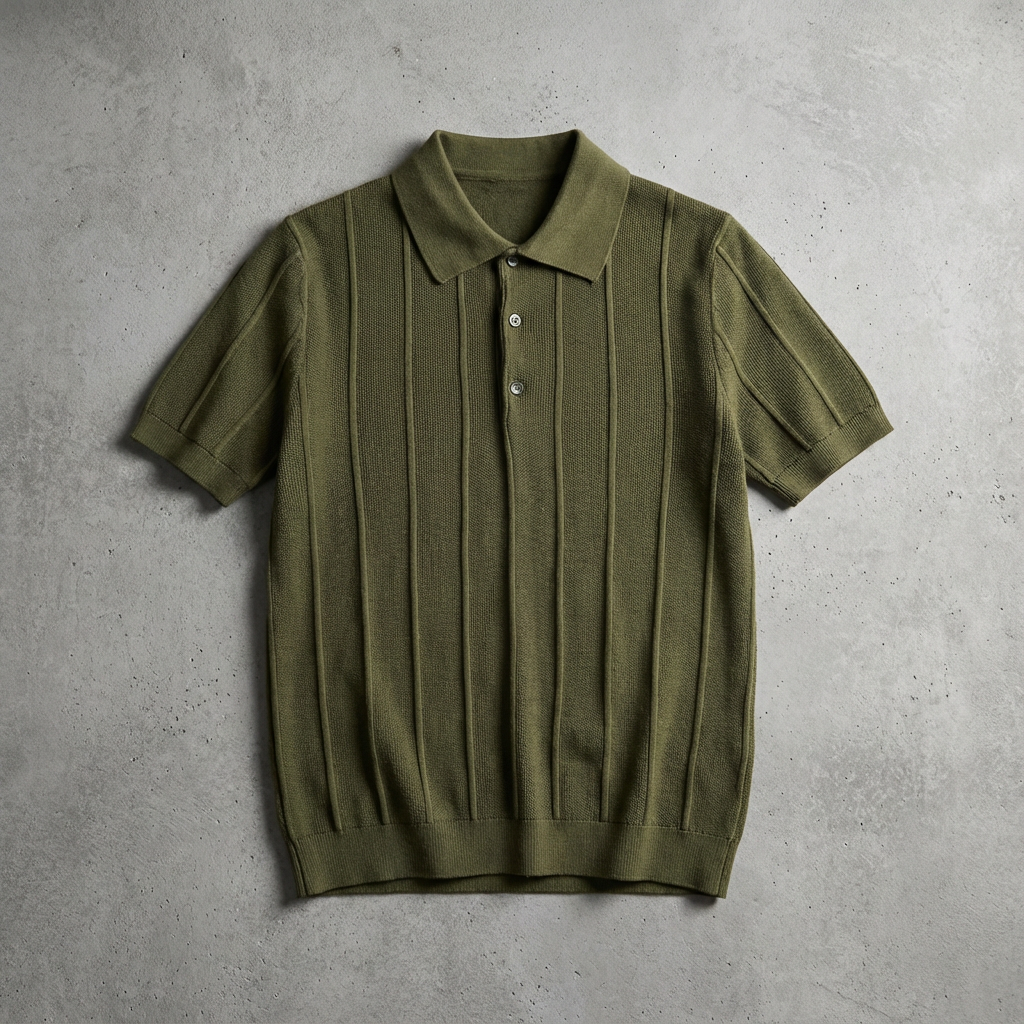 Men's Polo Shirt with Ribbed Knit Design – Elegant Comfort 2
