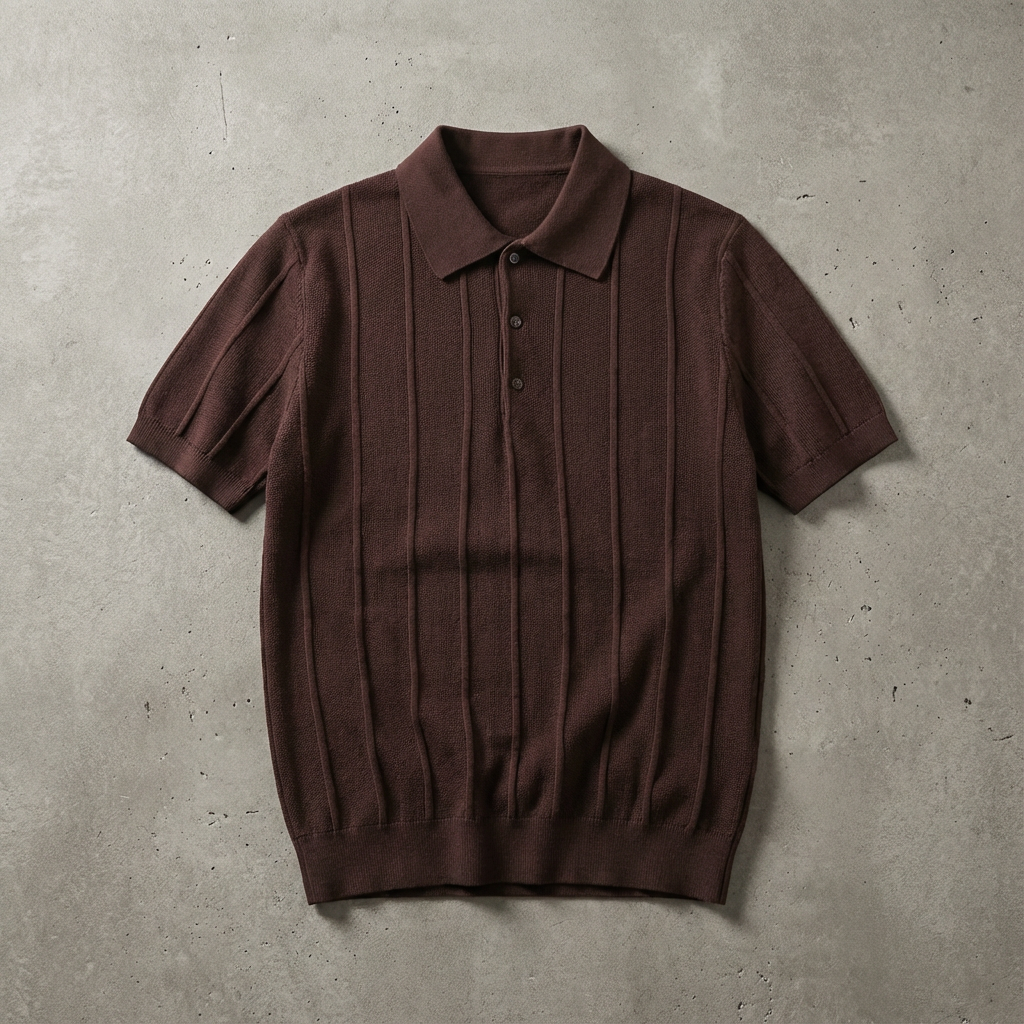 Men's Polo Shirt with Ribbed Knit Design – Elegant Comfort 3