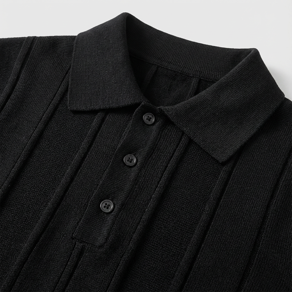Men's Polo Shirt with Ribbed Knit Design – Elegant Comfort 4