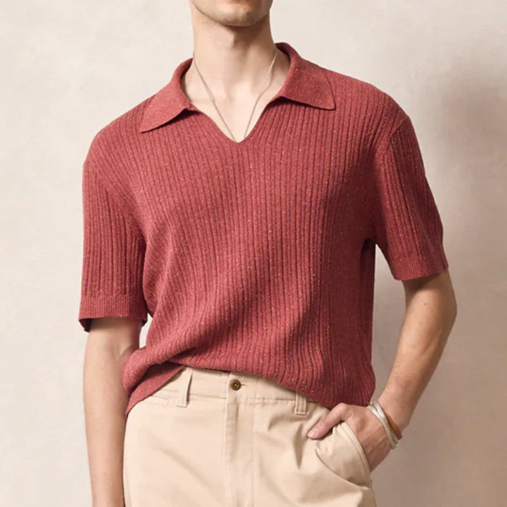 Men's Polo Shirt with Soft-Touch Fabric – Sleek V-Neck Design 1